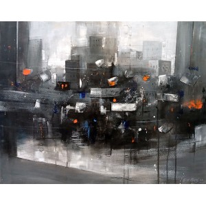 G. N. Qazi, 24 x 30 inch, Acrylic on Canvas, Cityscape Painting, AC-GNQ-088
